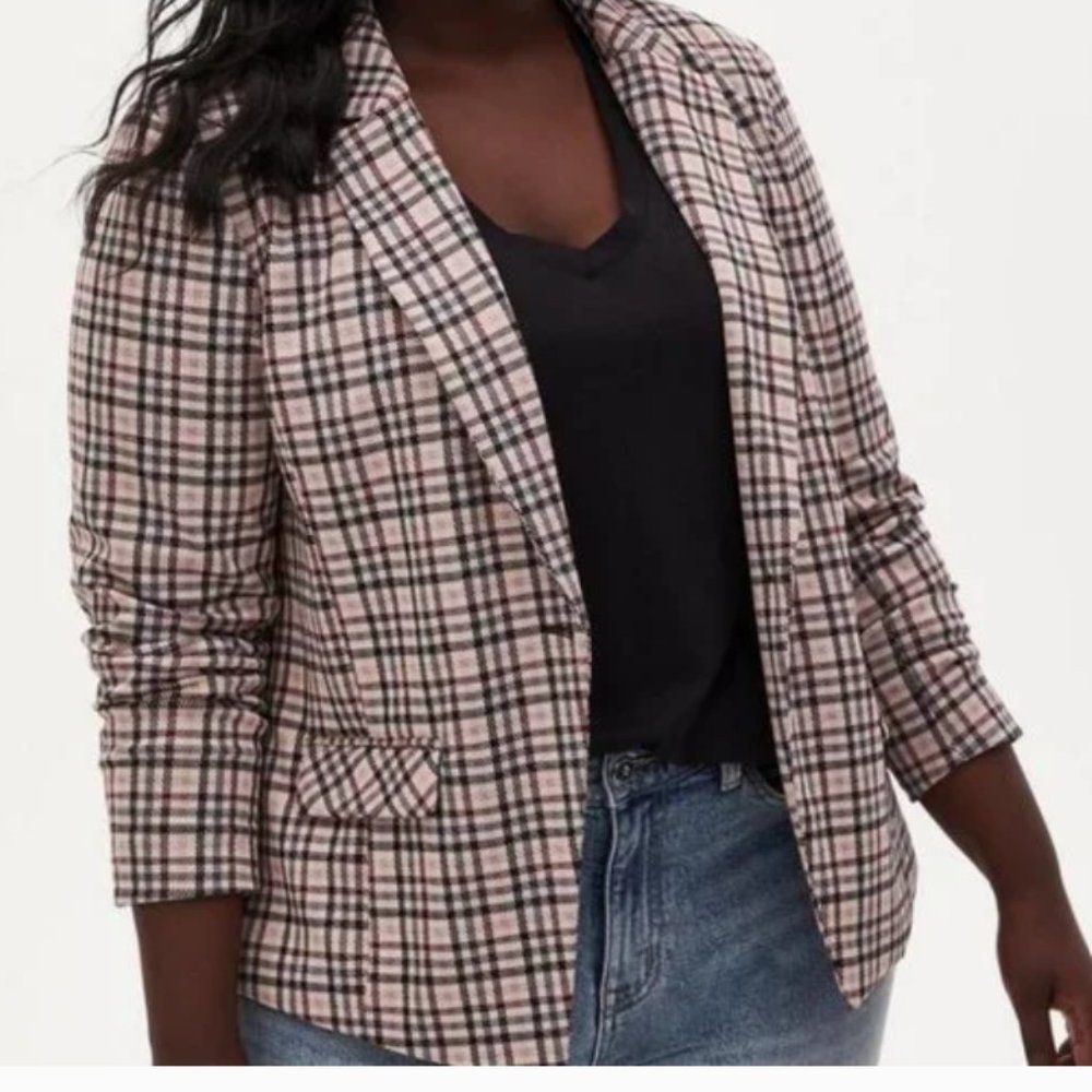 NWT Torrid Double Knit Plaid Blazer